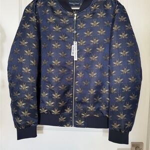 Paisley & Gray Navy - Bomber Jacket with Gold Bee Embroidery - NWT